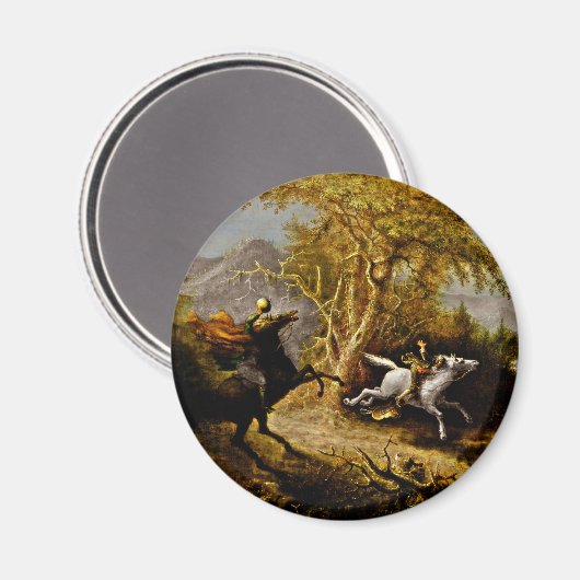 kopfloses Pferd, das Ichabod-Kranich verfolgt Magnet (Vorderseite/Rückseite)