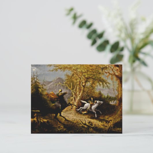 kopfloses Pferd, das Ichabod-Kranich verfolgt Postkarte (Stehend Vorderseite)