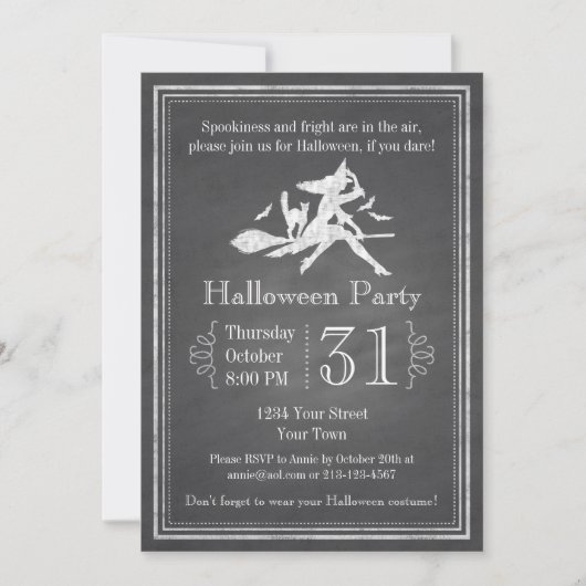Kopfpappe Halloween-Hexe Einladung (Vorderseite)