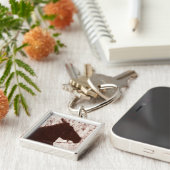 Kopfschatten des Reitpferds auf Hinterboden Jaspis Schlüsselanhänger (Seite)