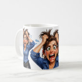 Kopfschmerz Frau Kaffeetasse (Vorderseite Links)