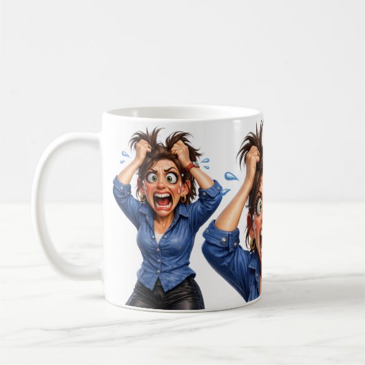 Kopfschmerz Frau Kaffeetasse (Links)