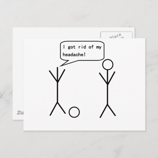 Kopfschmerzen Strichmännchen Postkarte (Vorne/Hinten)