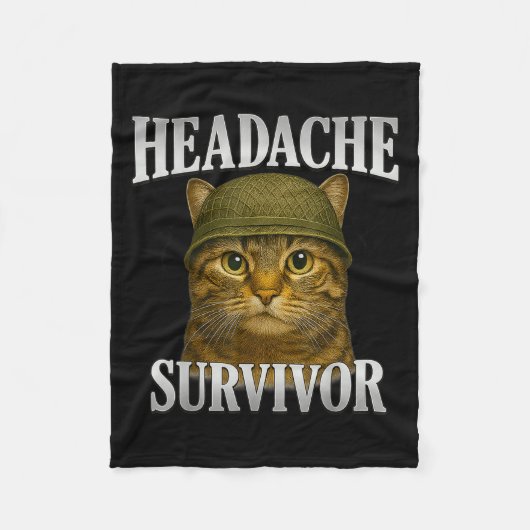 Kopfschmerzen Survivor Cat Meme Funny Kitten Gesch Fleecedecke (Vorderseite)