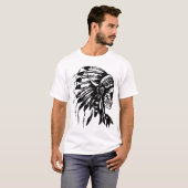 Kopfschmuck-Schädel-amerikanischer Ureinwohner T-Shirt (Vorne ganz)