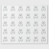 Kopfskizze aus Funky Black and White Wolf Geschenkpapier (Flach)