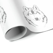 Kopfskizze aus Funky Black and White Wolf Geschenkpapier (Rolleneckpunkt)