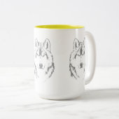 Kopfskizze für Funky Graue und Weiße Wolf Zweifarbige Tasse (VorderseiteRechts)