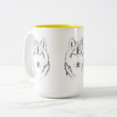 Kopfskizze für Funky Graue und Weiße Wolf Zweifarbige Tasse (Vorderseite Links)