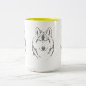 Kopfskizze für Funky Graue und Weiße Wolf Zweifarbige Tasse (Mittel)