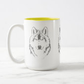 Kopfskizze für Funky Graue und Weiße Wolf Zweifarbige Tasse (Links)