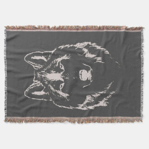 Kopfskizze von Funky Grey and White Wolf Decke