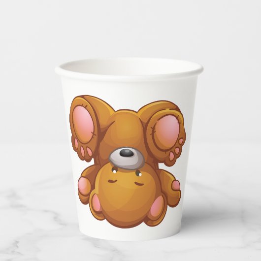 Kopfstehender Teddybär Pappbecher (Vorderseite)