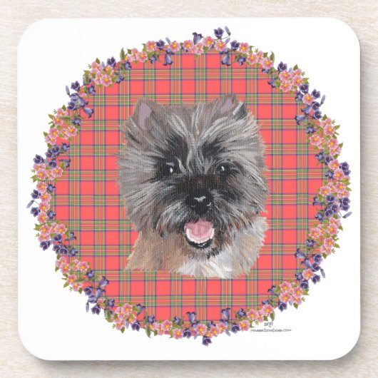 Kopfstudie auf Tartan Untersetzer (Vorderseite)