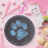 Kopftafel Blue Paw Print Baby Dusche Pappteller (Party)