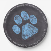Kopftafel Blue Paw Print Baby Dusche Pappteller (Vorderseite)