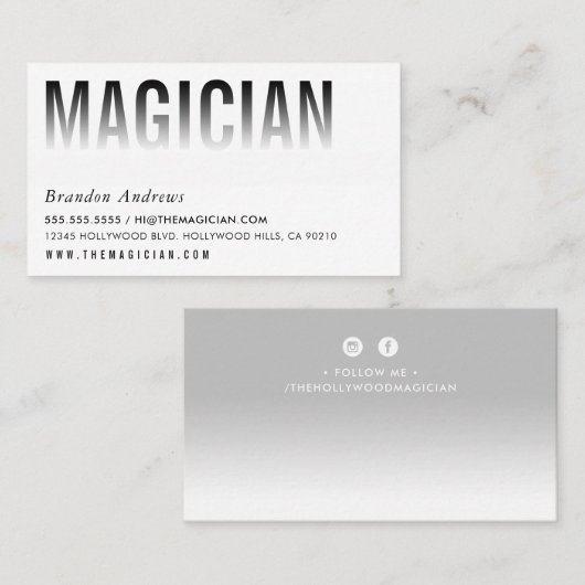 KOPFTEXT minimalistisch moderner, fett schwarzer T Visitenkarte (Vorne/Hinten)