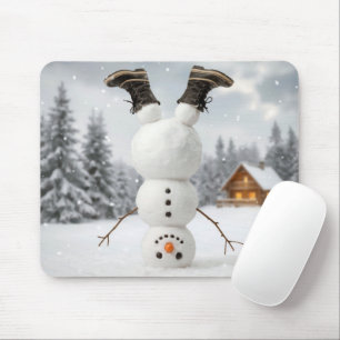 Kopfüberer Schneemann Mousepad