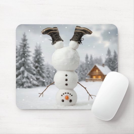 Kopfüberer Schneemann Mousepad (Mit Mouse)