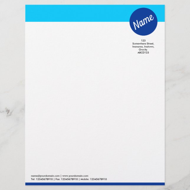 Kopfzeile und Kreis - Blautöne Briefbogen (Vorderseite)