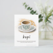 Kopi in der klassischen Kaffee-Tasse Malaysia Postkarte (Stehend Vorderseite)