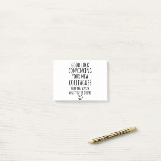 Kopie der Viel Glück, die Ihre neuen Mitarbeiter ü Post-it Klebezettel (Auf Schreibtisch)