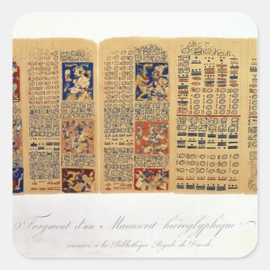 Kopie eines Fragments des Dresdner Codex Quadratischer Aufkleber (Vorderseite)