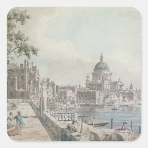 Kopie eines Teils eines zeichnend von Canaletto, S Quadratischer Aufkleber