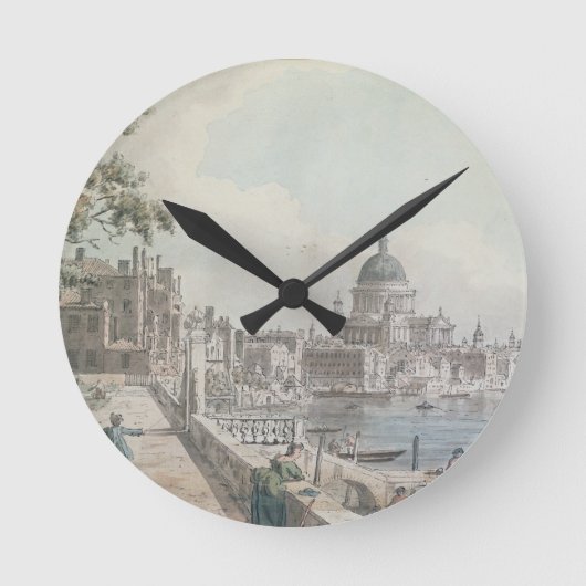 Kopie eines Teils eines zeichnend von Canaletto, S Runde Wanduhr (Vorderseite)