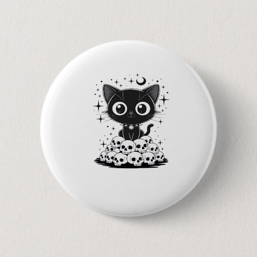 Kopie Katzen Skulls Creepy Niedlich Kitty Goth Bla Button (Vorderseite)