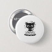 Kopie Katzen Skulls Creepy Niedlich Kitty Goth Bla Button (Vorne & Hinten)