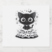 Kopie Katzen Skulls Creepy Niedlich Kitty Goth Bla Schaumweinetikett (Einzelnes Label)