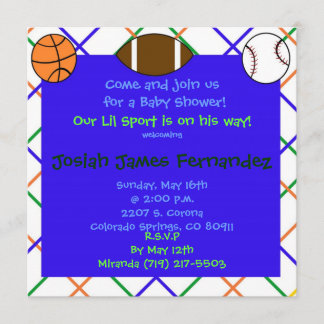 Kopie sports4, kommen uns für ein Baby Showe Einladung