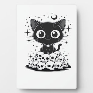 Kopie von Cat Skulls Creepy Cute Kitty Goth Black Fotoplatte