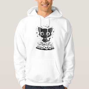 Kopie von Cat Skulls Creepy Cute Kitty Goth Black  Hoodie