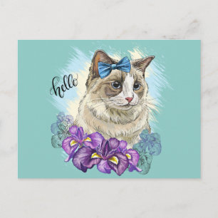Kopie von Handzeichnung lustige Niedliche Katze mi Postkarte