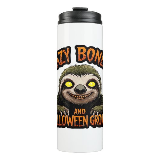Kopie von Lazy Bones and Halloween Groans - Creepy Thermosbecher (Vorderseite)