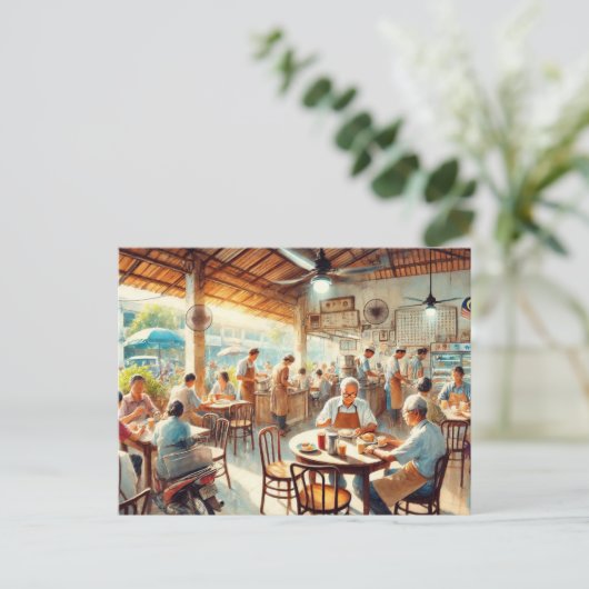 Kopitiam in Penang Postkarte (Stehend Vorderseite)