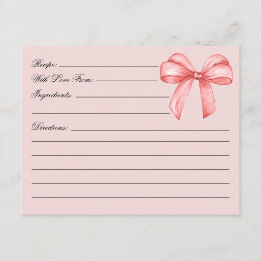 Kopplung des knochenrosa Bug-Brautparty Rezept Begleitkarte (Vorderseite)