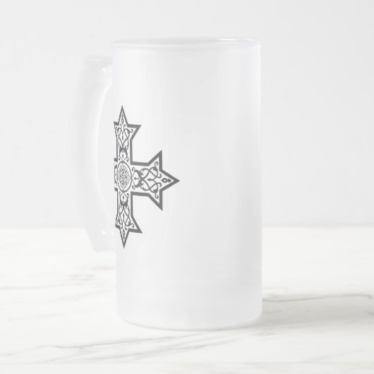koptisches Kreuz Mattglas Bierglas (Vorderseite Links)