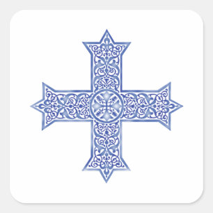 Koptisches Kreuz Symbol des ägyptischen Christentu Quadratischer Aufkleber