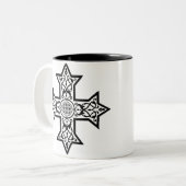 koptisches Kreuz Zweifarbige Tasse (Vorderseite Links)