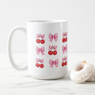 Koquette Kirschen und rosa Bogen Kaffeetasse