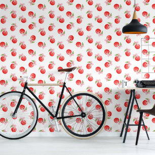 Koquette Kirschen und rosafarbene Bogen Peel und S Tapete