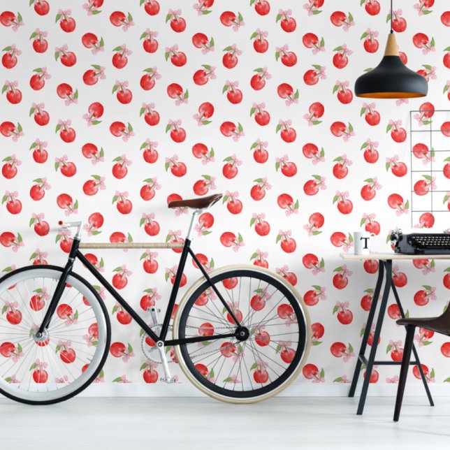 Koquette Kirschen und rosafarbene Bogen Peel und S Tapete (Von Creator hochgeladen)