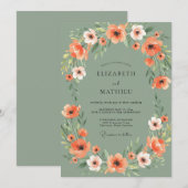 Koral Botanischer Torbogen Hochzeit Einladung (Vorne/Hinten)