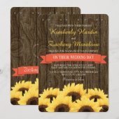 KORALE RUSTISCH-SUNFLOWER-WEDERINVITATION EINLADUNG (Vorne/Hinten)