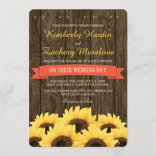 KORALE RUSTISCH-SUNFLOWER-WEDERINVITATION EINLADUNG