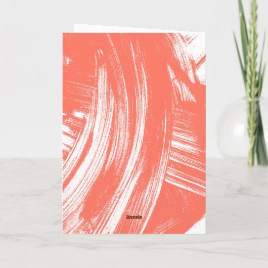 Koralle | Abstrakter Pinselstriche Foto Abschluss Dankeskarte (Rückseite)