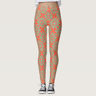 Koralle Aquamarin Blumen Nahtloses Muster Leggings